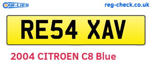 RE54XAV are the vehicle registration plates.