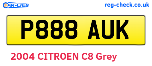 P888AUK are the vehicle registration plates.