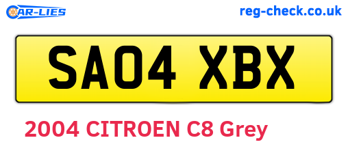 SA04XBX are the vehicle registration plates.