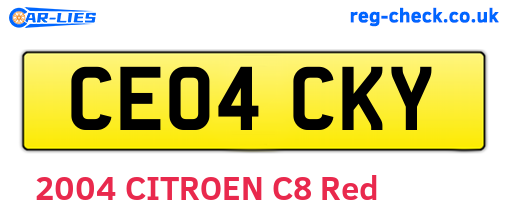 CE04CKY are the vehicle registration plates.