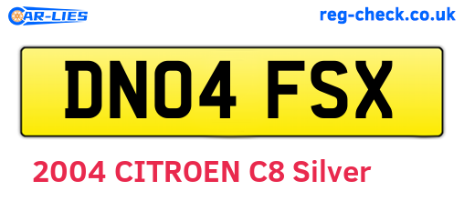 DN04FSX are the vehicle registration plates.