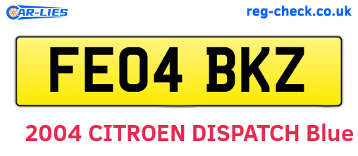 FE04BKZ are the vehicle registration plates.