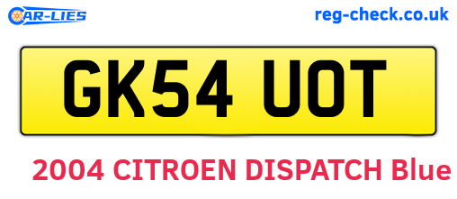 GK54UOT are the vehicle registration plates.