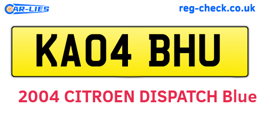 KA04BHU are the vehicle registration plates.