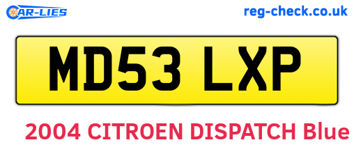 MD53LXP are the vehicle registration plates.