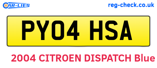 PY04HSA are the vehicle registration plates.