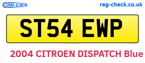 ST54EWP are the vehicle registration plates.
