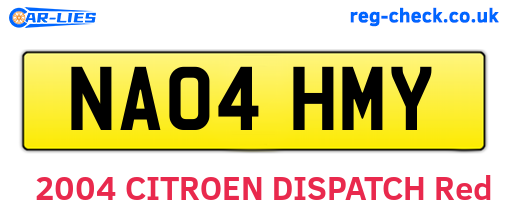 NA04HMY are the vehicle registration plates.