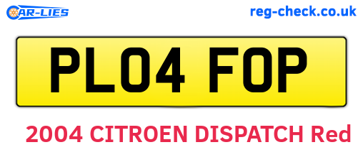 PL04FOP are the vehicle registration plates.