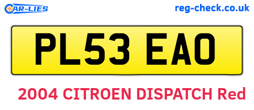 PL53EAO are the vehicle registration plates.