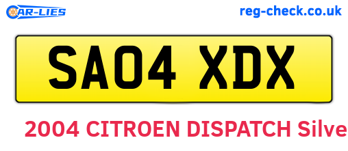 SA04XDX are the vehicle registration plates.