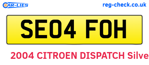 SE04FOH are the vehicle registration plates.