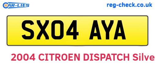 SX04AYA are the vehicle registration plates.