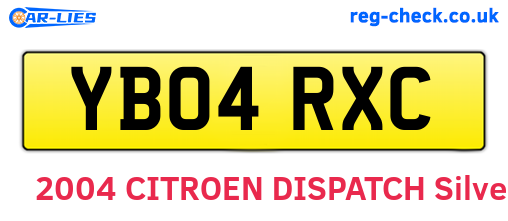 YB04RXC are the vehicle registration plates.