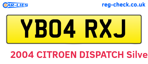 YB04RXJ are the vehicle registration plates.