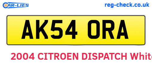 AK54ORA are the vehicle registration plates.