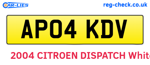 AP04KDV are the vehicle registration plates.
