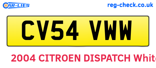 CV54VWW are the vehicle registration plates.