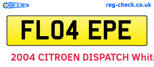 FL04EPE are the vehicle registration plates.