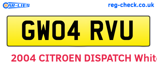 GW04RVU are the vehicle registration plates.