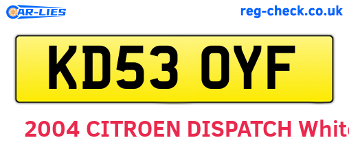 KD53OYF are the vehicle registration plates.