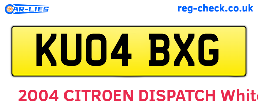 KU04BXG are the vehicle registration plates.
