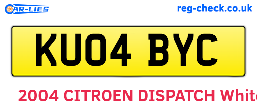 KU04BYC are the vehicle registration plates.