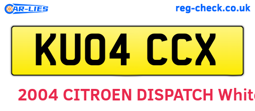 KU04CCX are the vehicle registration plates.
