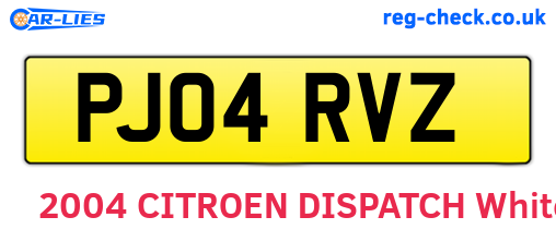 PJ04RVZ are the vehicle registration plates.