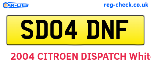 SD04DNF are the vehicle registration plates.