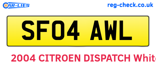 SF04AWL are the vehicle registration plates.