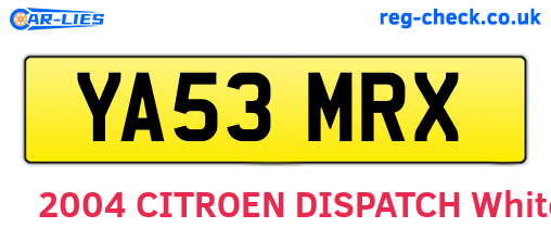 YA53MRX are the vehicle registration plates.