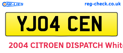YJ04CEN are the vehicle registration plates.
