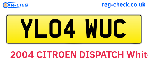 YL04WUC are the vehicle registration plates.