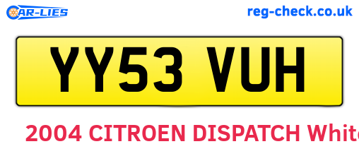 YY53VUH are the vehicle registration plates.