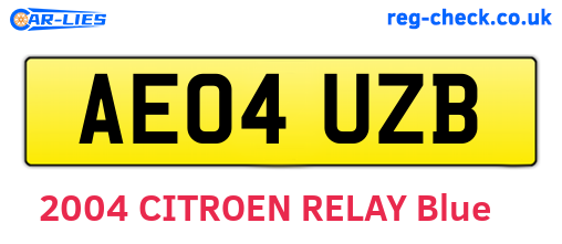 AE04UZB are the vehicle registration plates.