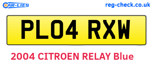PL04RXW are the vehicle registration plates.