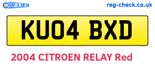 KU04BXD are the vehicle registration plates.