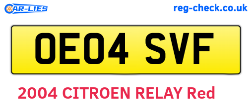 OE04SVF are the vehicle registration plates.