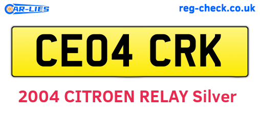 CE04CRK are the vehicle registration plates.