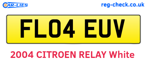 FL04EUV are the vehicle registration plates.