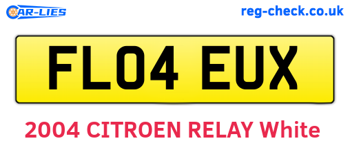 FL04EUX are the vehicle registration plates.