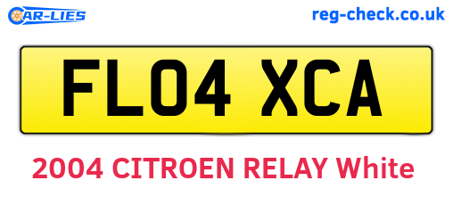 FL04XCA are the vehicle registration plates.