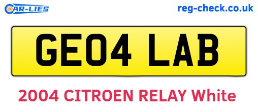 GE04LAB are the vehicle registration plates.