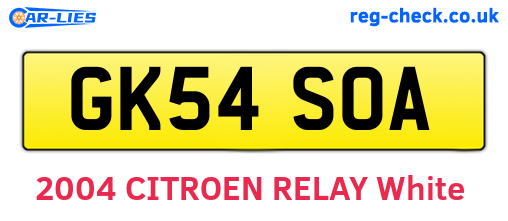 GK54SOA are the vehicle registration plates.
