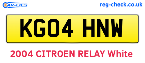 KG04HNW are the vehicle registration plates.