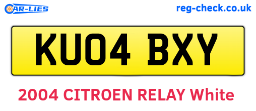 KU04BXY are the vehicle registration plates.