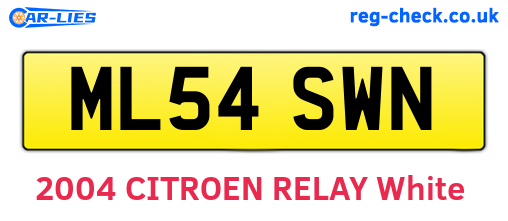 ML54SWN are the vehicle registration plates.
