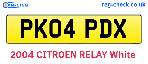 PK04PDX are the vehicle registration plates.