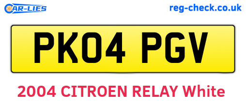 PK04PGV are the vehicle registration plates.